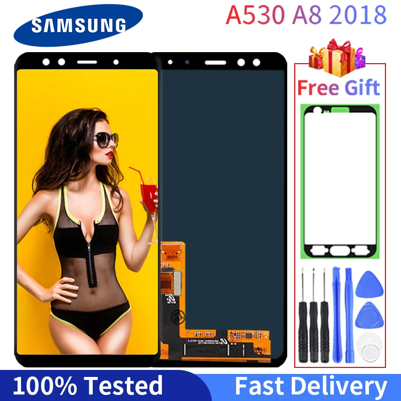 100% Оригинальный ЖК дисплей SAMSUNG Galaxy A8 2018 A530 для Samsung сенсорный экран дигитайзер в