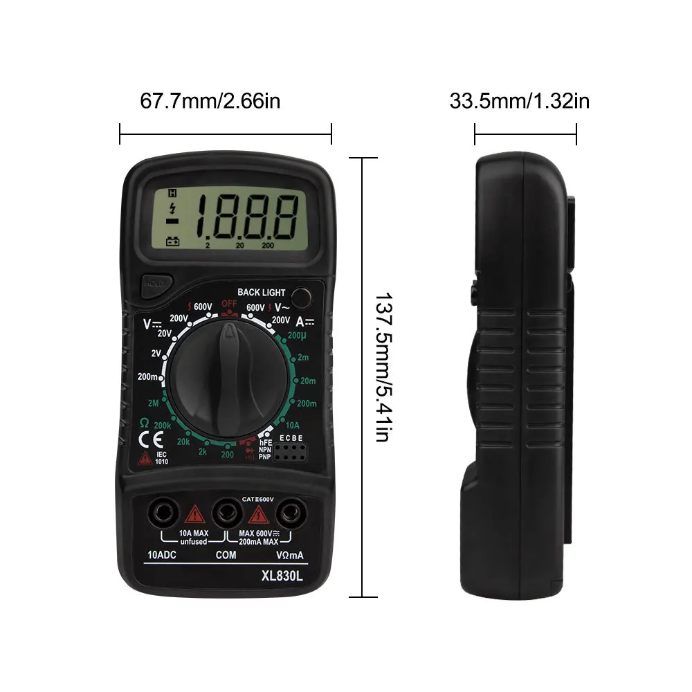 XL830l Digital Multimeter ESR Meter Testers Automotive Electrical DMM Transistor Peak Tester Capacitance 2 Test Line | Инструменты