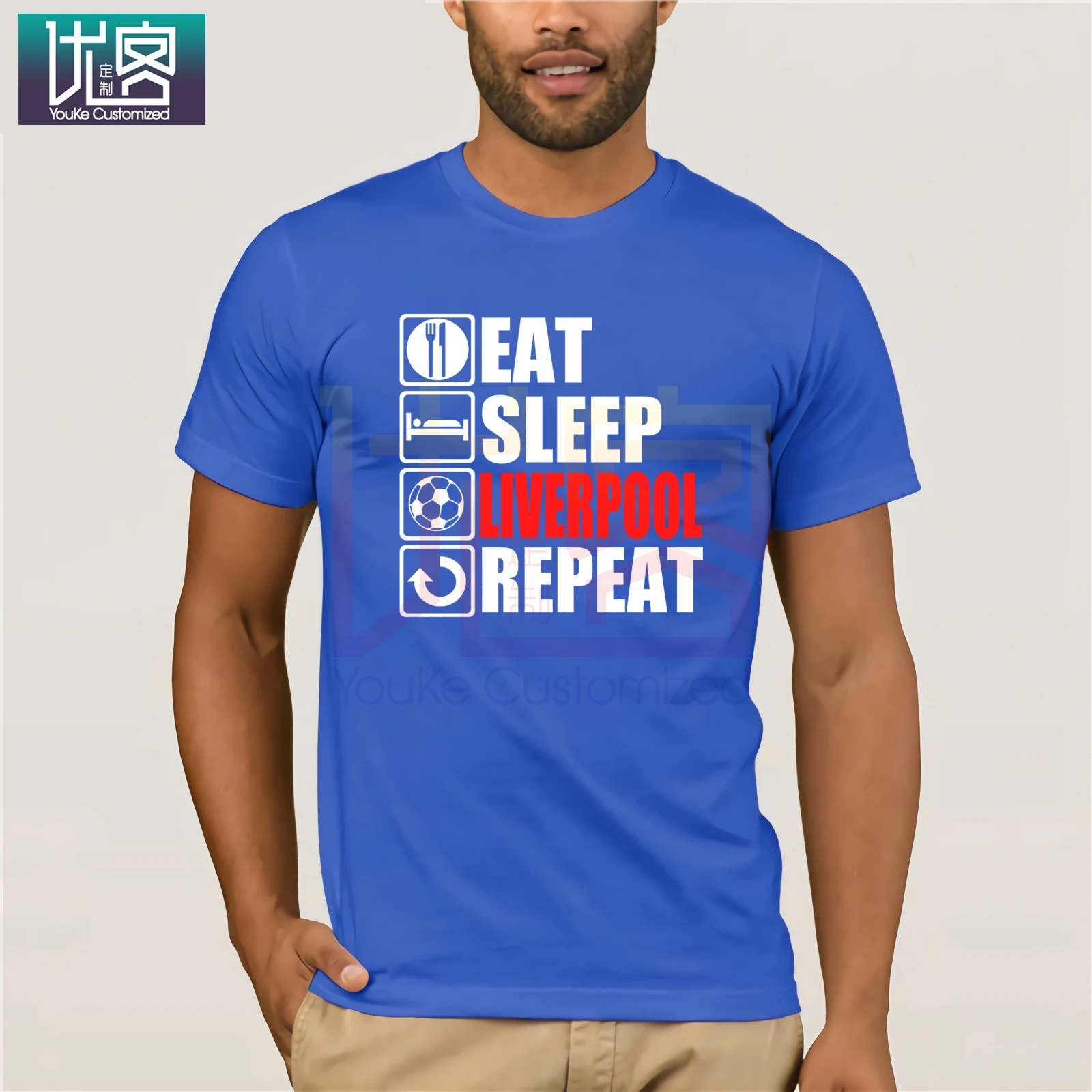 Футболка с надписью Eat Sleep Ливерпуль забавный Топ для футбола рождественским