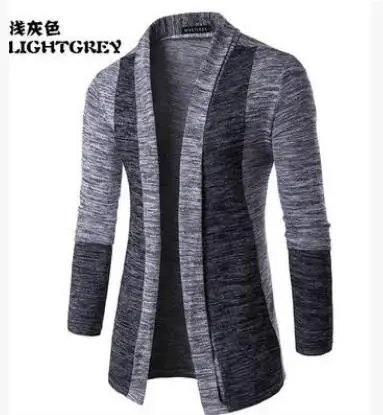 light grey Стильный мужской открытый передний Кардиган Куртка Повседневный облегающий свитер пальто Зимний теплый трикотаж осень и зима импортные товары - Цвет: light grey