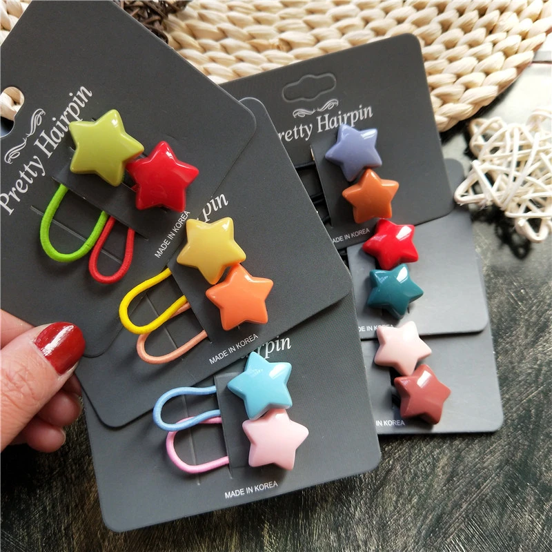 

2PCS New Contrast Star Color Princess Headwear Kids Elastic Hair Bands Children Ropes Girls Cartoon Accessories Baby Headdress