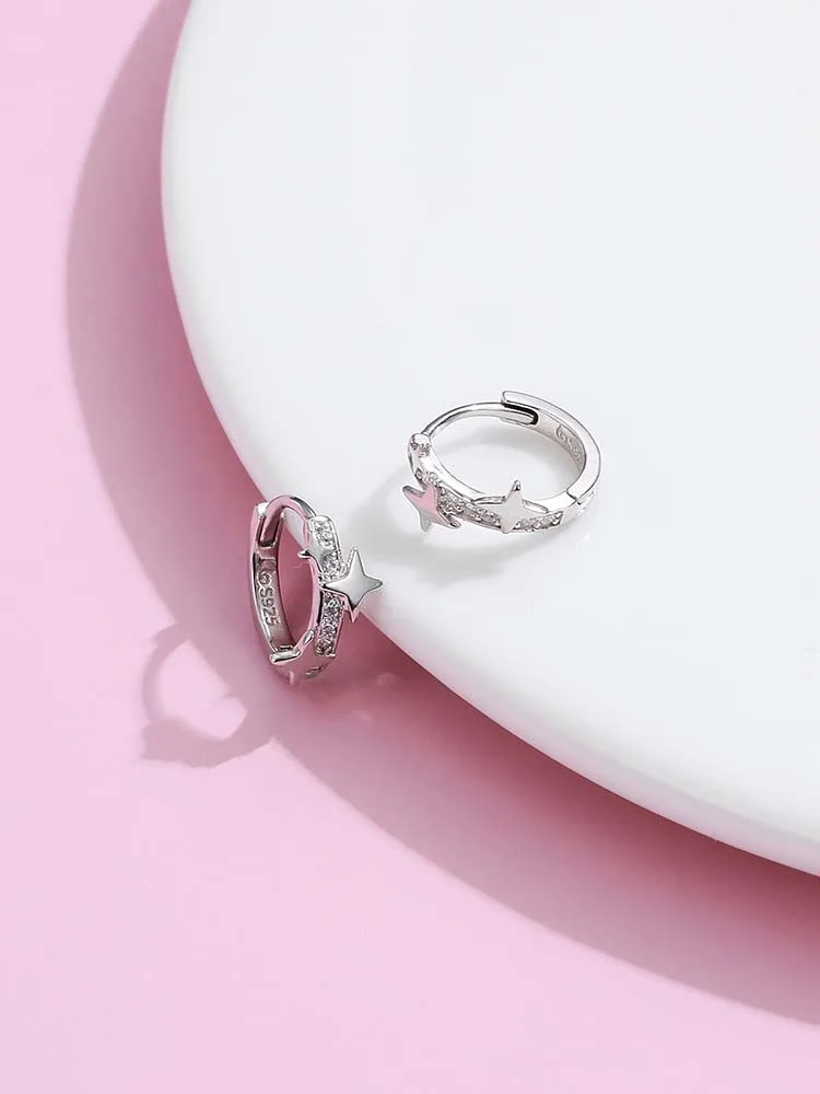 

CFK 925 Sterling ZilverenOorringen Voor Vrouwen Clear Cubic ZirconiaStar Oorbellen Meisje Engagement Geschenken Fijne Sieraden
