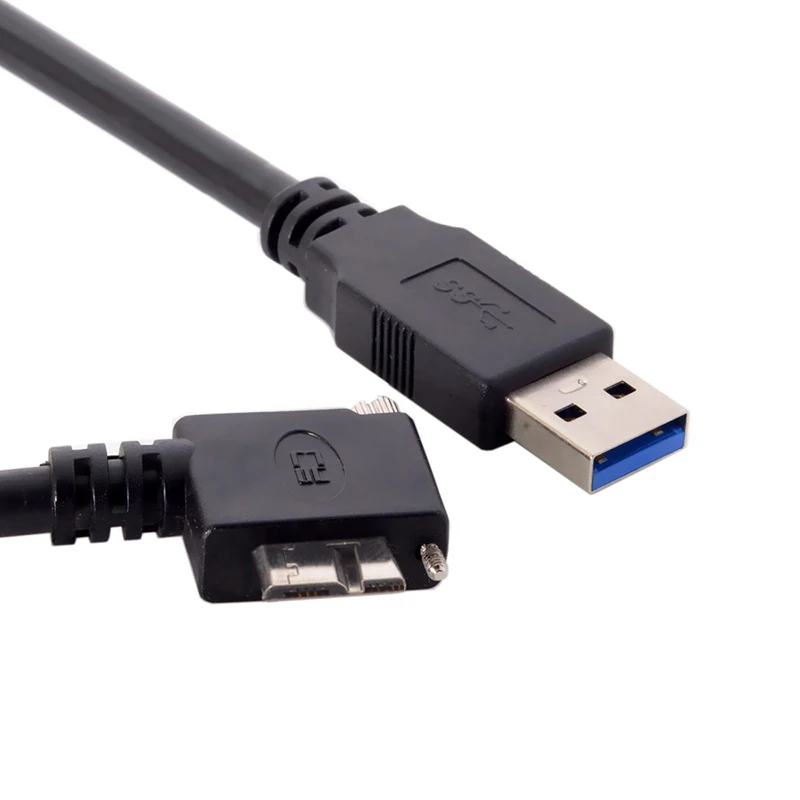 

5m 3m 1.2m USB 3.0 Micro b Cable 90 Degree Left Angled Micro USB Screw Mount Data Cable for for D800 D800E Industrial Camera