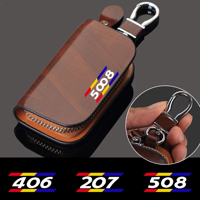 

NEW Genuine Leather Smart Car Key Case Cover Bag Peugeot 206 307 308 207 3008 208 508 2008 301 408 607 4008 5008 Key Case Cover