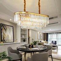 tainless steel crystal chandeliers oval gold hanging lamps chandelier lighting suspension luminaire lampen for dinning room