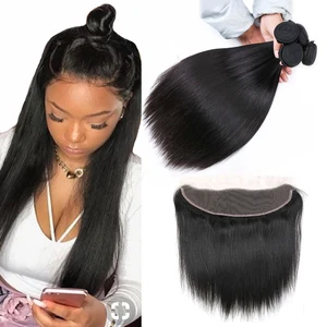 Luxediva перуанские пучки прямых и волнистых волос с кружевным фронтальным пучком человеческих волос с 13*4 фронтальным закрытием Remy для наращивания