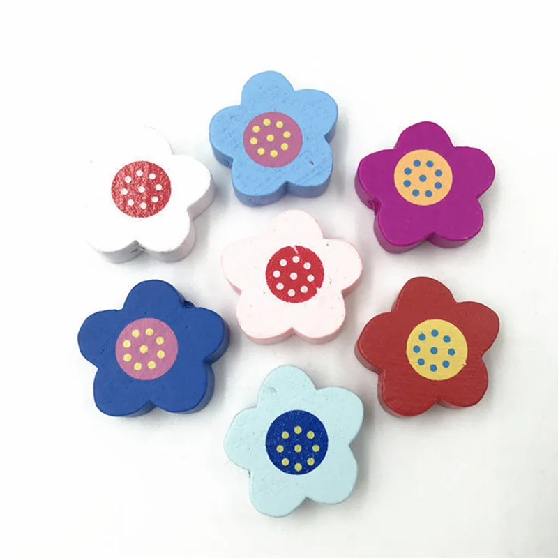 100 шт. деревянные бусины в виде цветов 20 мм|Принадлежности для рукоделия| |