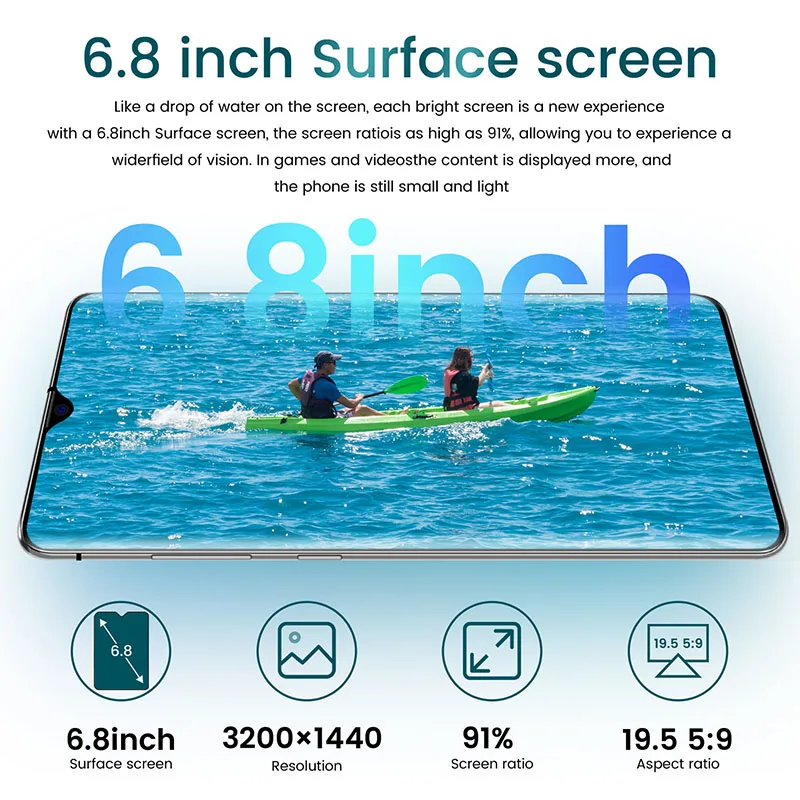

6.8 Inch R30 Pro Smartphone MT6889 128GB/256GB 16+24MP 5000mAh Finger Face ID Dual SIM Full Screen Global Version Cell Phone