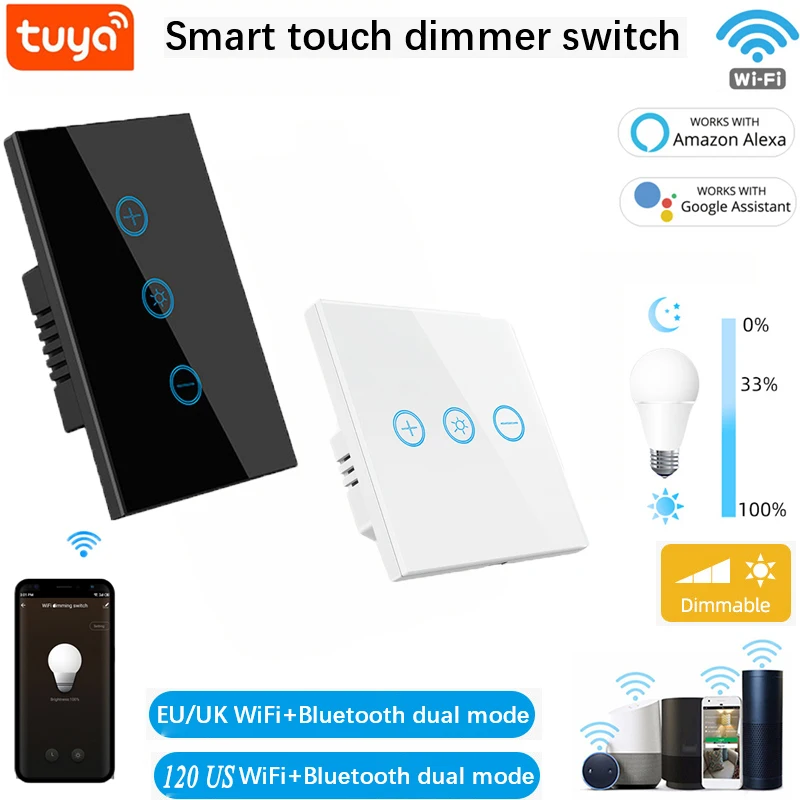 

Умный светодиодный сенсорный светильник ель Tuya Smart Life с Wi-Fi, стеклянная панель с бесконечным затемнением, голосовое управление для Google Home, ...