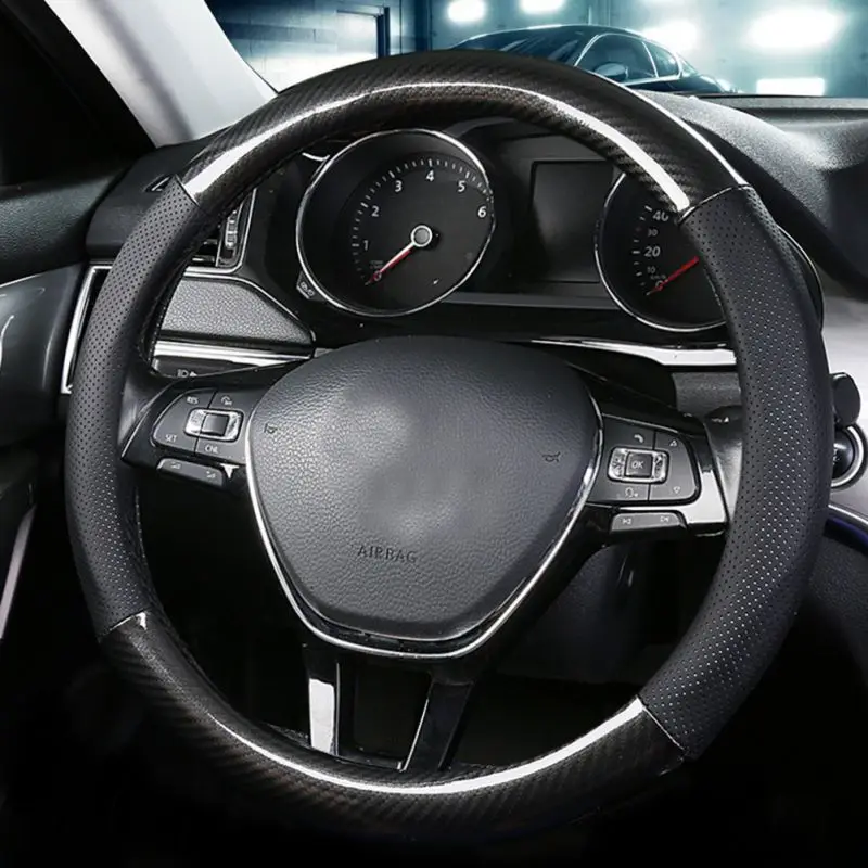 Новинка чехол на руль из углеродного волокна кожаный мягкий дышащий для