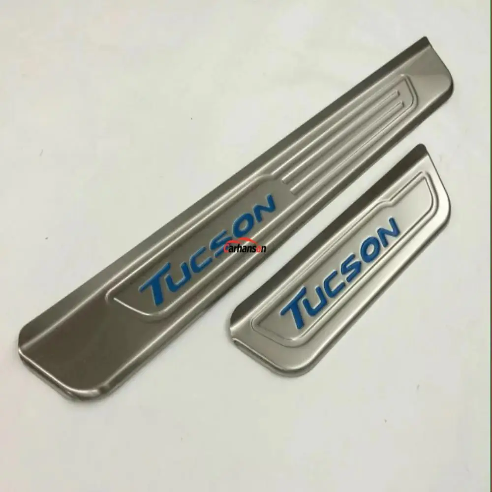 Автомобильные аксессуары Sticke для hyundai Tucson дверная педаль подоконника защита из нержавеющей стали защитная пластина отделка автомобиля-Стайлинг - Color: blue  mark
