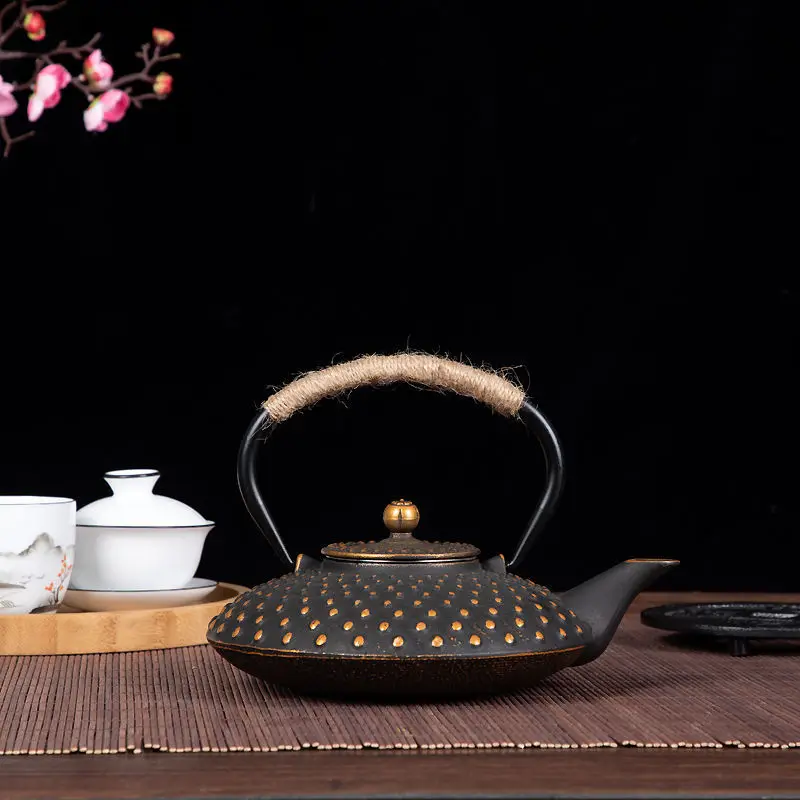 Чугунный чайник с чайной сеткой кипящая вода для кипячения японское мастерство