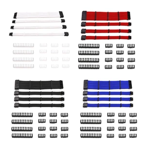 sleeved cable pc psu extension cable kit 18awg 24pin motherboard 8 44 pin cpu 8 62 pin pci e power cablescombs free global shipping