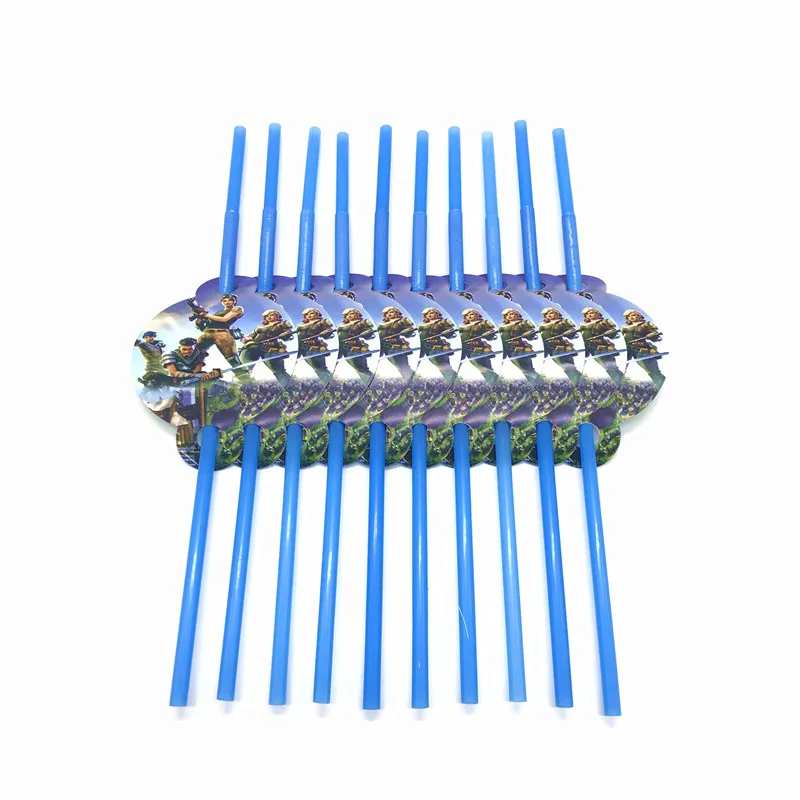 Straws-10PCS 24 шт./лот, популярная игра, ночь в крепостях, топпер для кексов, детские украшения на день рождения, вечерние украшения для детской вечеринки - Цвет: Straws-10PCS