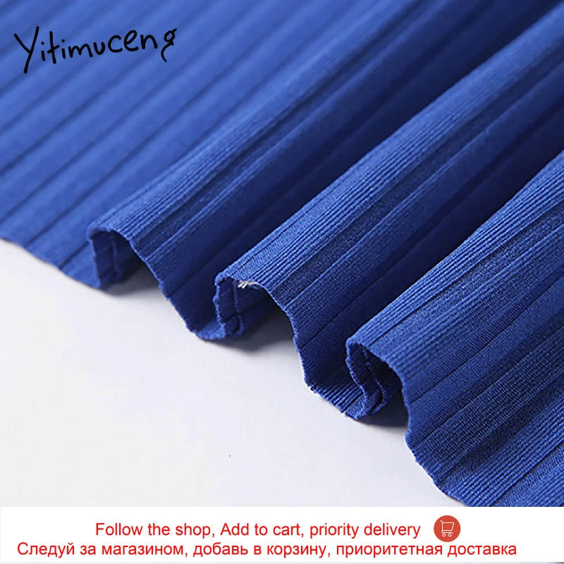 

Yitimuceng Blue Patchwork Women Tshirts 2021 Spring Autumn New Shirts Slim Sexy Crop Top Tops Long Sleeve Turtleneck Streetwear