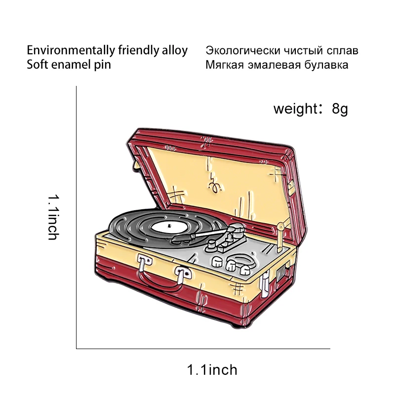 Меломана эмаль на булавке 80 виниловых пластинок фонограф фортепианная нота