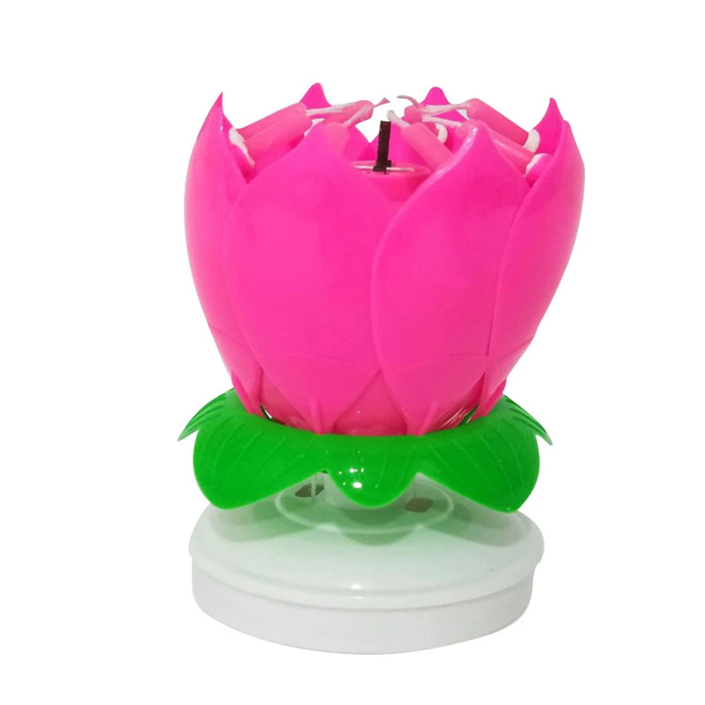 Happy Birthday Cake Candle Light Lotus Flower Music Candles Christmas Festival Wedding Party DIY Decoration Kids Gift | Дом и сад