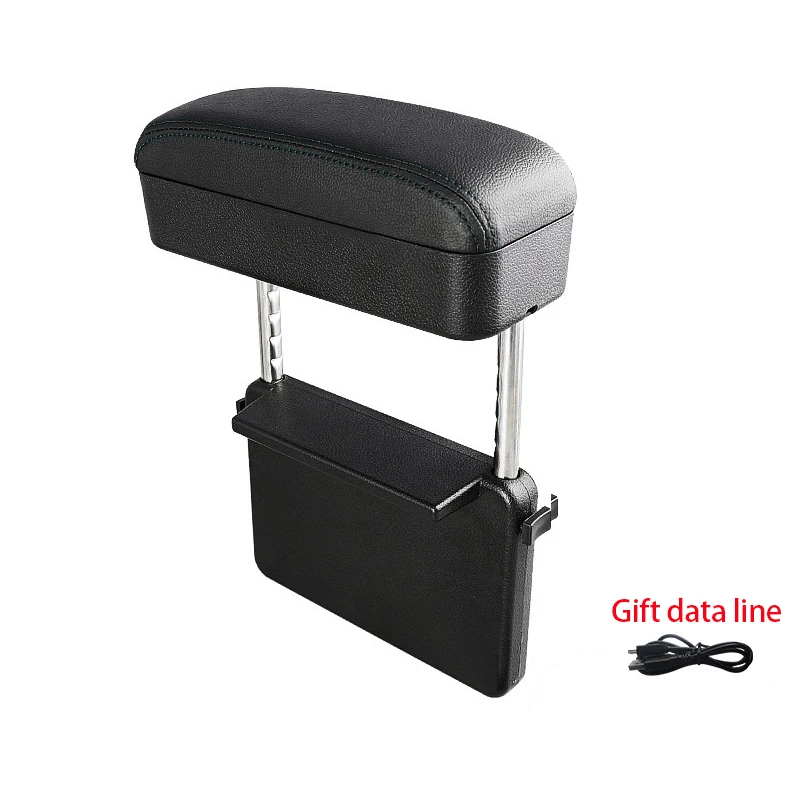 Black line Armrest Универсальный автомобильный подлокотник, поддерживающие подушечки, регулируемый автомобильный локоть, авто консоль, боковой Органайзер с беспроводной зарядкой, коробка для хранения - Название цвета: Black line Armrest