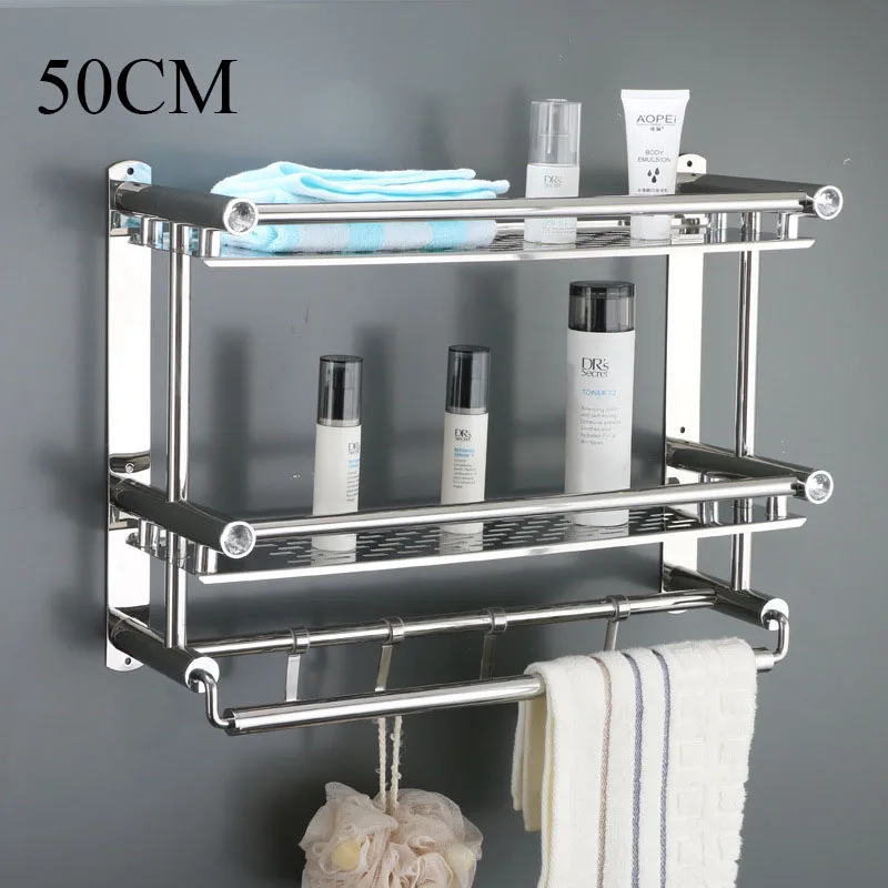 2 layers -50cm Аксессуары для ванной комнаты Набор Нержавеющая сталь крючки Бумага держатель 3 Слои Полотенца держатель мыла настенный держатель для туалетной щетки - Цвет: 2 layers -50cm