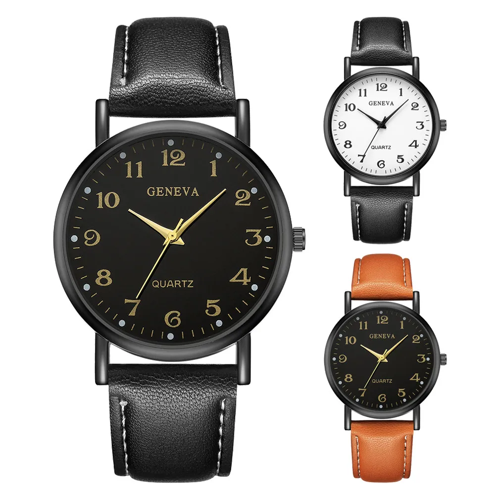 

2020 Hot Selling Men's Watches Fashion Sport Stainless Steel Case Leather Band Quartz Analog Wrist Watch Relogio Masculino