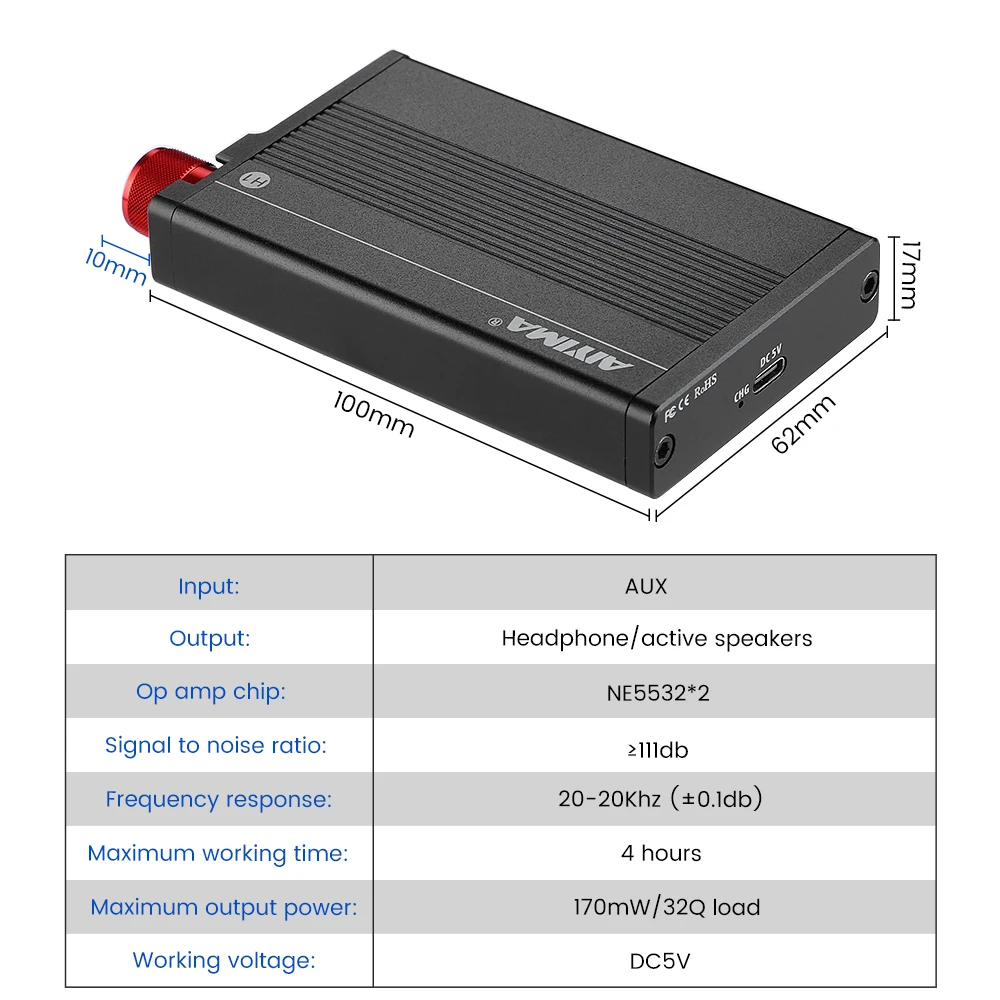 AIYIMA Мини HIFI усилитель наушников Портативный ушной с двойным JRC5532 OPA Amp для MP3