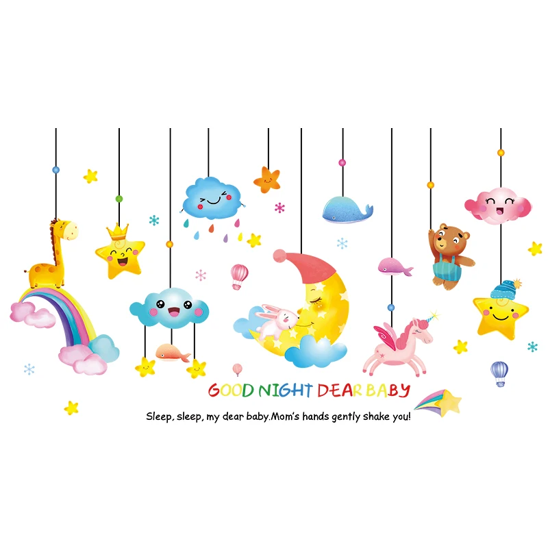 

[SHIJUEHEZI] Dogs Animals Wall Stickers DIY Cartoon Stars Moon Ornaments Wall Decals for Kids Room Baby Bedroom Home Decoration
