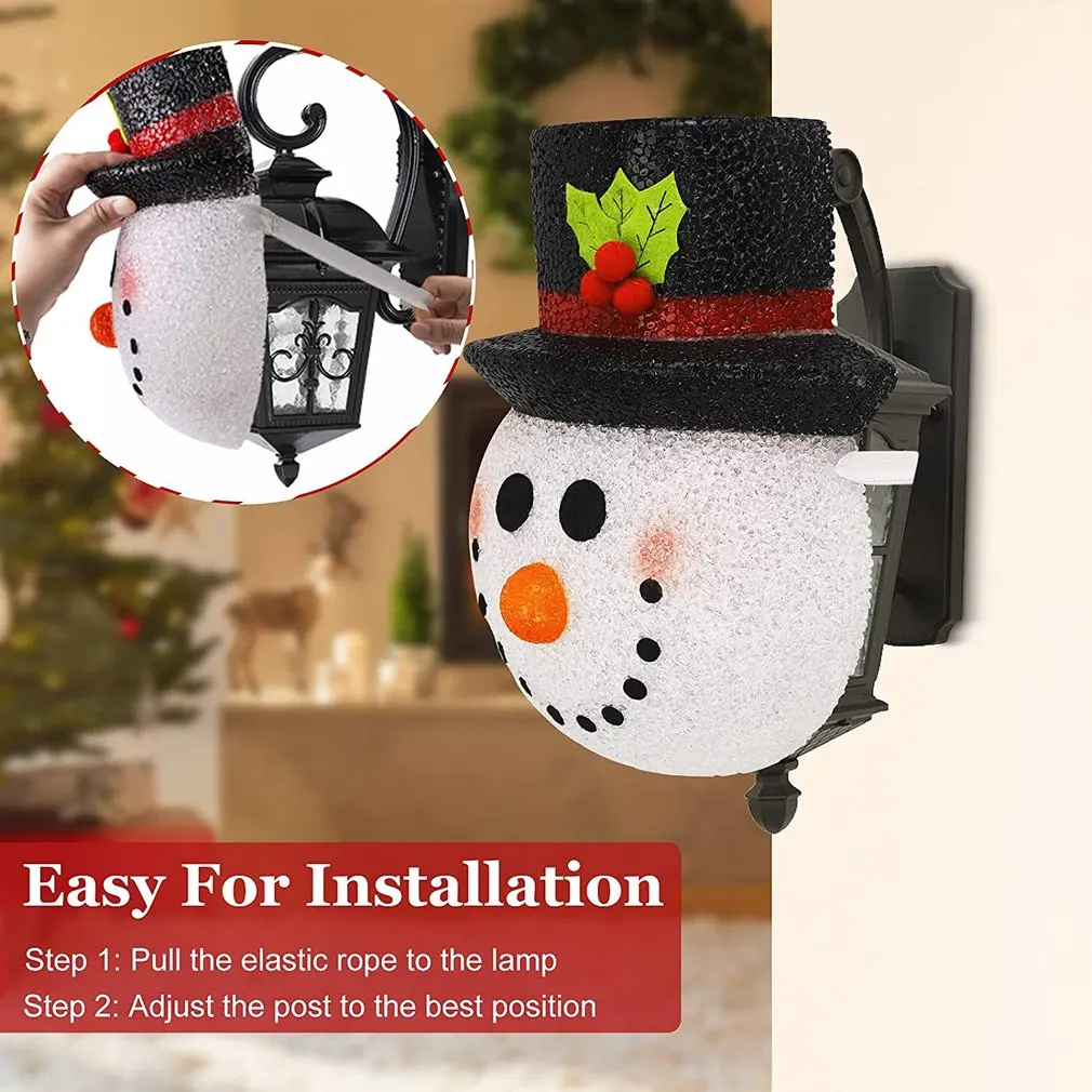 

2pcs Christmas Snowman Porch Light Cover New Year 2022 Decorations Wall Lamp Lampshade Fits Standard Outdoor Porch Lamp Decor
