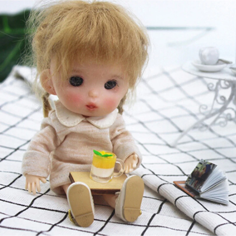 

1/12 Dollhouse Miniature Accessories Mini Mango Pudding Cup Simulation Food Model Toys for Doll House Decoration