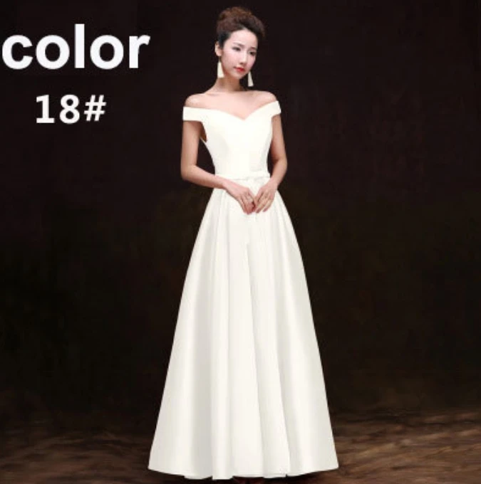 Слоновая кость Vestido de festa Новое атласное сексуальное ТРАПЕЦИЕВИДНОЕ ПЛАТЬЕ С v-образным вырезом бордовое Золотое фиолетовое платье для невесты свадебное платье largo - Цвет: Слоновая кость