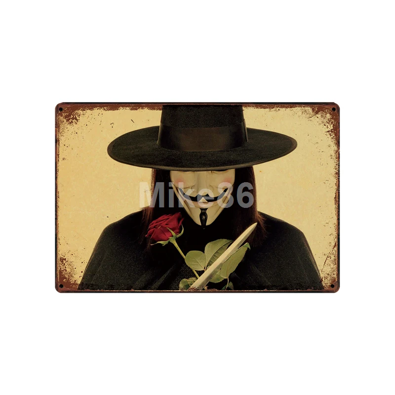 [Mike86] V для vendetta Movie винтажный металлический постер в пабе магазин ретро