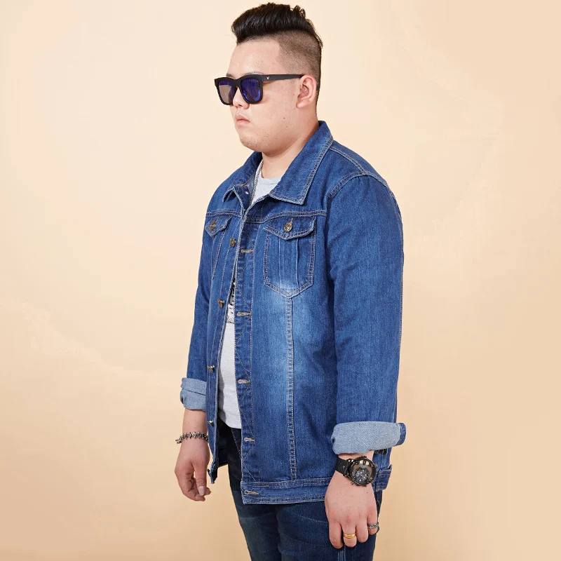 

Oversized 6XL 7XL 8XL Men's Casual Single Breasted Denim Jacket Fashion Turn-down Collar Jeans Loose Coats Men Brand Clothing