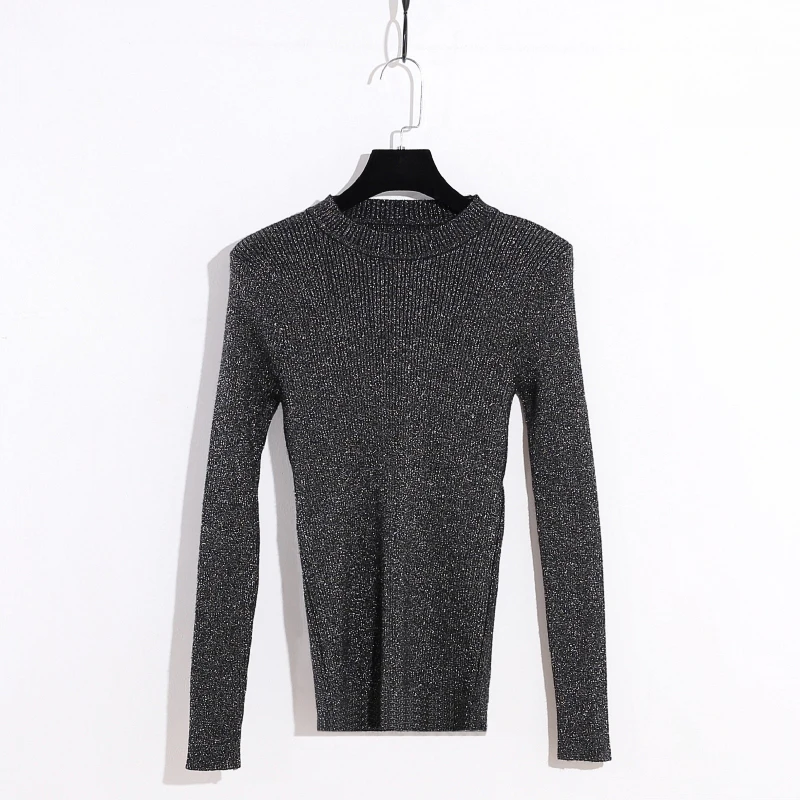 Акция свитера с люрексом растягивающиеся пуловеры круглым вырезом длинными