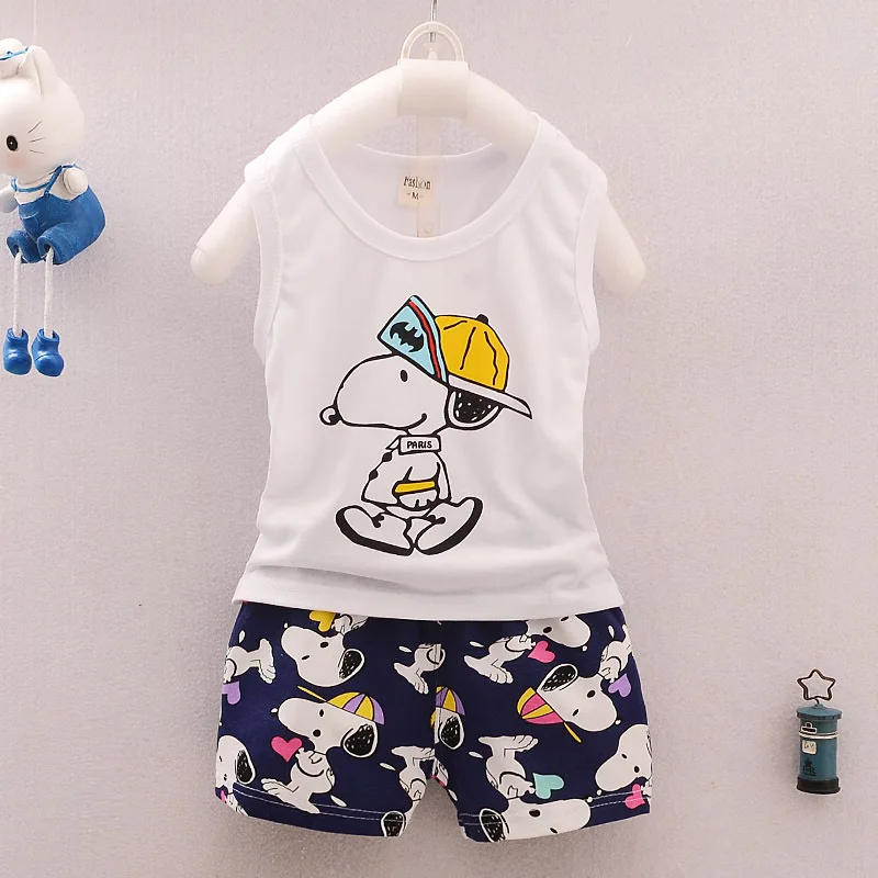 

2019 new summer children's suits fashion cotton kids clothes cartoon dog baby boys clothes sets quality toddler boy clothes