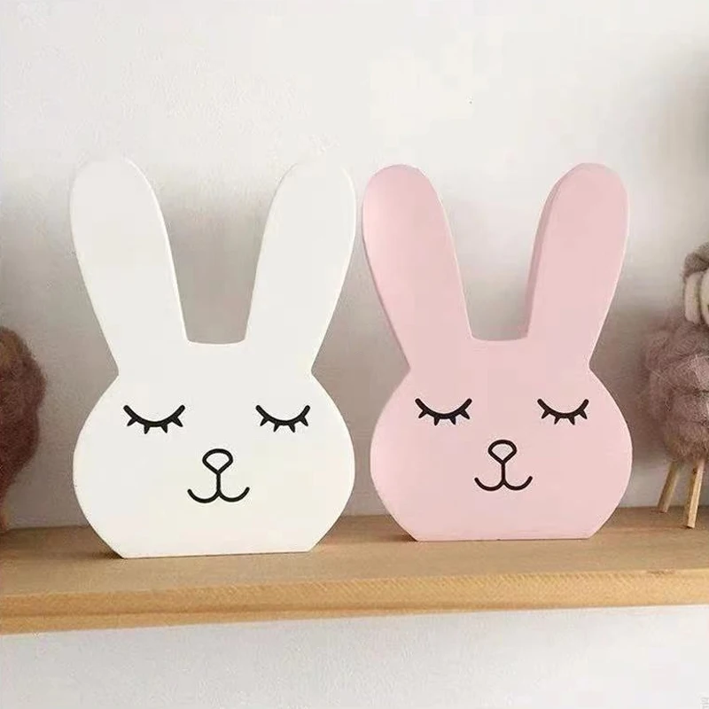 

Nordic Nursery Decor Wooden Animals Bunny Figurine Kids Room Decoration Scandinavian Style Decoration For Children's Kids Room