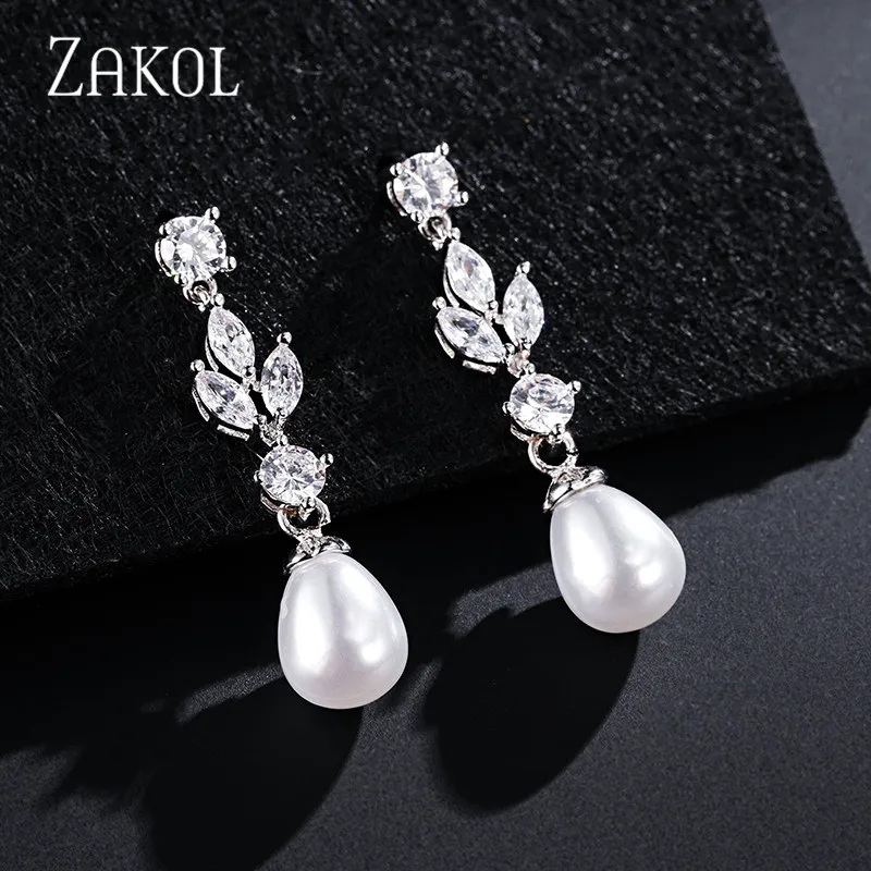 Женские серьги подвески с искусственным жемчугом и фианитом|Серьги-подвески| |