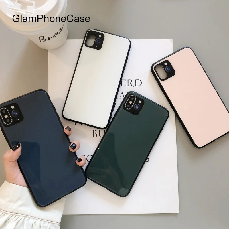 GlamPhoneCase простой однотонный чехол для телефона iPhone11Pro/Max X XS Max XR Жесткий Чехол iPhone11 7
