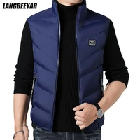 warm padded thick new brand casual fashion sleeveless vest jacket autumn winter classic waistcoat coat korean mens clothes 2022
