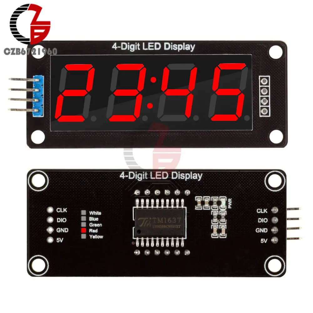 Red 0,5" цифровой светодиодный Дисплей модуль 4-значный 7-сегментный учета рабочего времени Дисплей трубка драйвер платы TM1637 5 цветов Набор" сделай сам "для Arduino - Цвет: Red