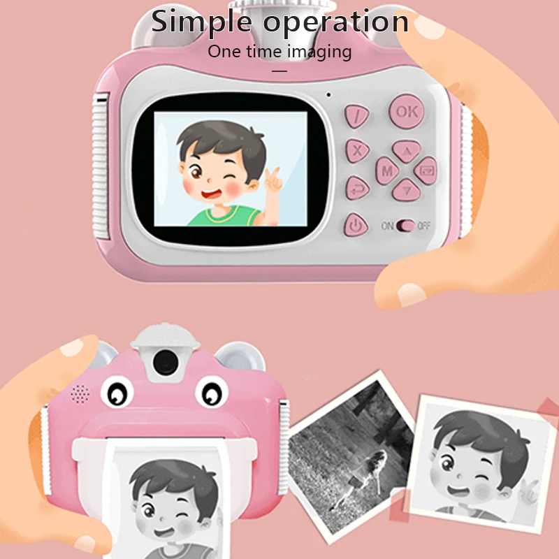 

Камера моментальной печати для детей, 4K, 2,4 дюйма, HD-видео, фото, цифровая камера, детская игрушка из мультфильма, для подарков