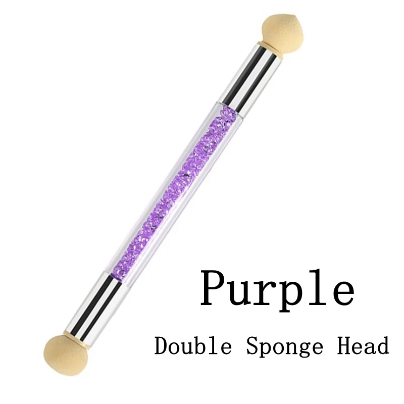 

1 Pc Double-ended Gradient Shading Pen Dotting Brush Sponge Head Rhinestone Handle Nail Art Brush Nail Art Painting Tool