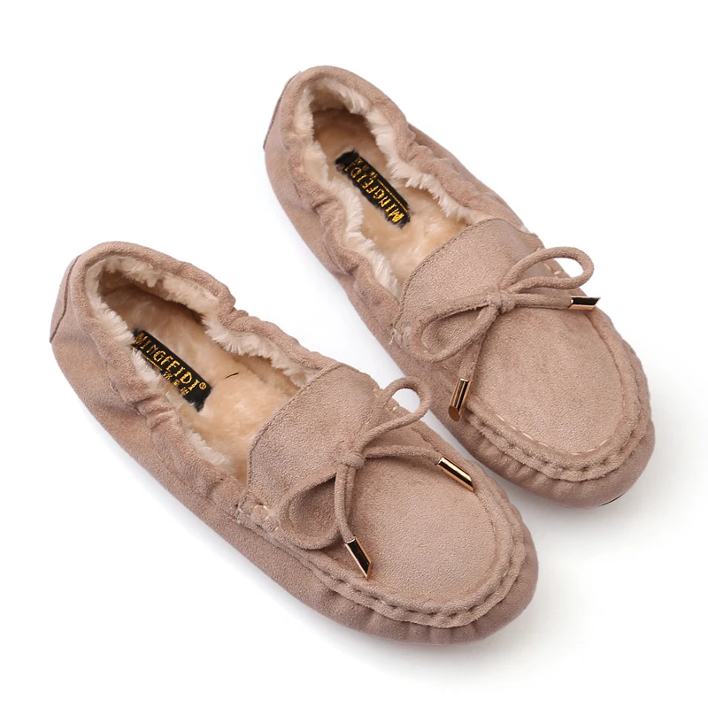 khaki1 Женская обувь из плюша; теплые зимние лоферы; коллекция года; мокасины; бархатные женские балетки на плоской подошве с мехом; офисная обувь на плоской подошве с круглым носком; Брендовая обувь для мам - Цвет: khaki1