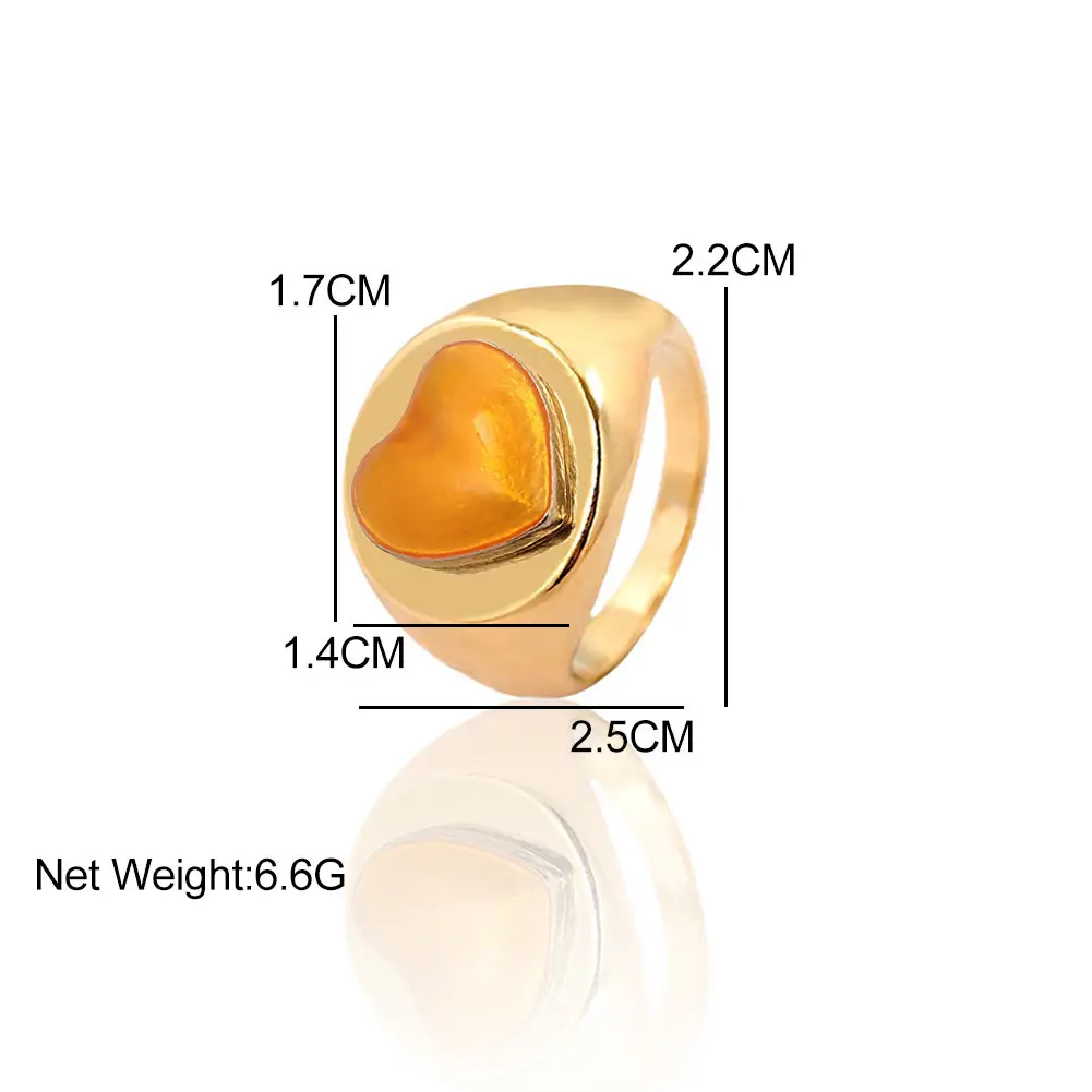 

Korean Love Heart Glaze Enamel Rings For Women Girls Gold Color Metal Geometric Chunky Finger Rings Simple Jewelry Fashion Gift
