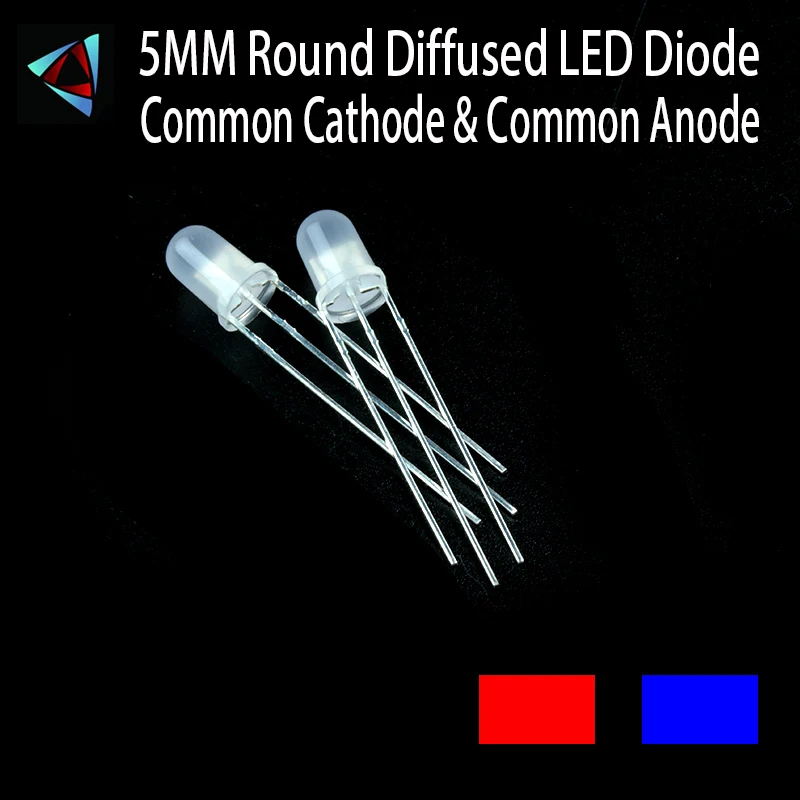 30 шт. 5 мм красный и синий общий катод анод с высоким диффузором круглый