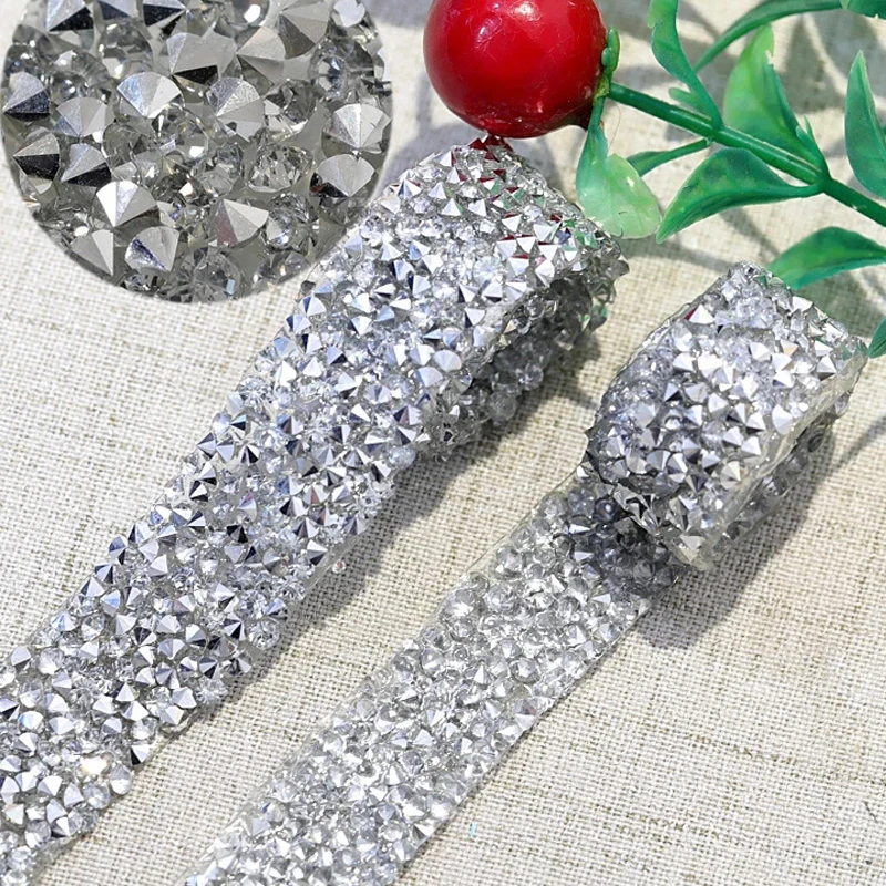 1 ярд блестящие стразы с горячей фиксацией мотивы лентой кристаллы термоклейкие