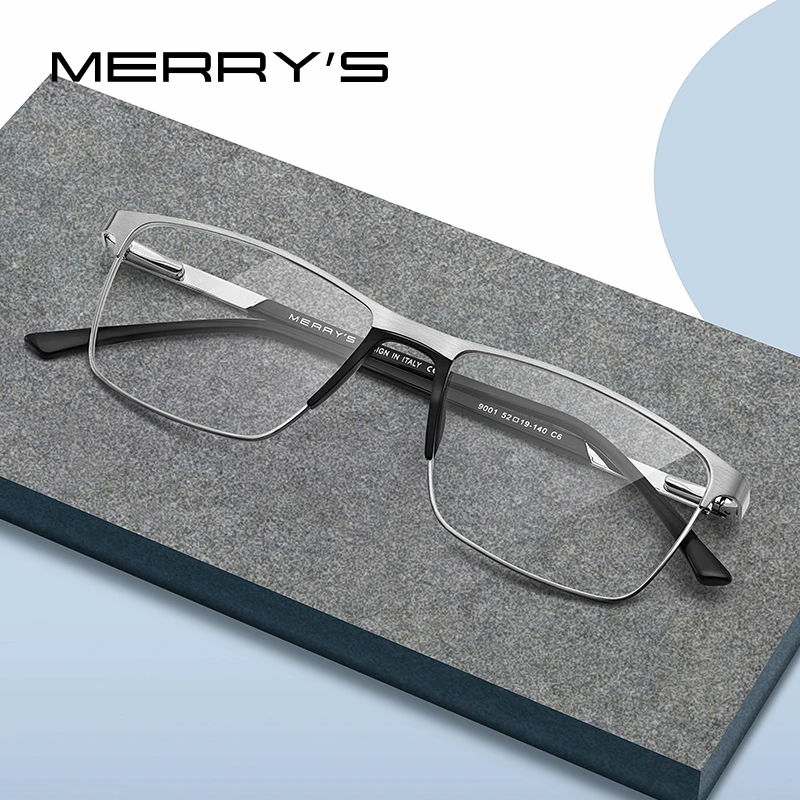 Мужские квадратные ультралегкие очки по рецепту MERRY'S S2001 | Аксессуары для