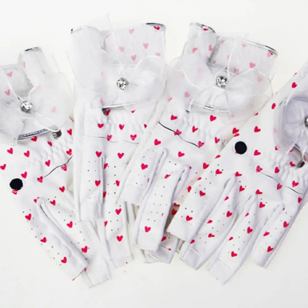 1 Pair Women Non-slip Bowknot Fingerless Heart Shaped Golf Gloves for Outdoor Sports Golf Gloves Women Sports Golf Gloves 2021