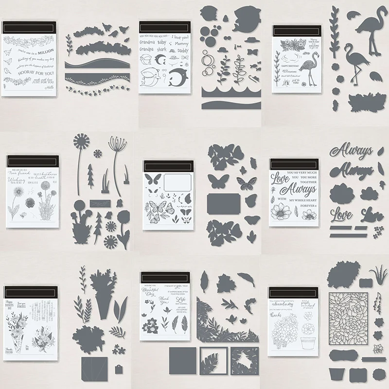 Штамп прозрачный с изображением букетов цветов btterfly акул для самостоятельного