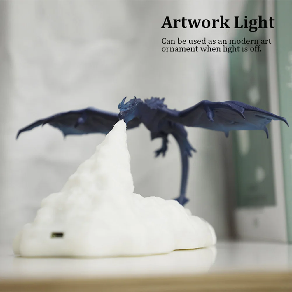 

3D Printed LED Luminous Night Light USB Led Lights Cartoon Dragon Desk Lamp Room Decor Home Decorative Model Kids Toys Boy Gift