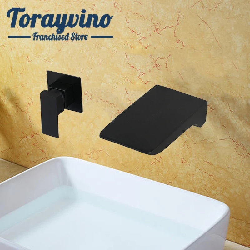 

wash basin bathroom sinks faucets brass matte black wall mounted tap single handle faucet hot & cold water mixer taps