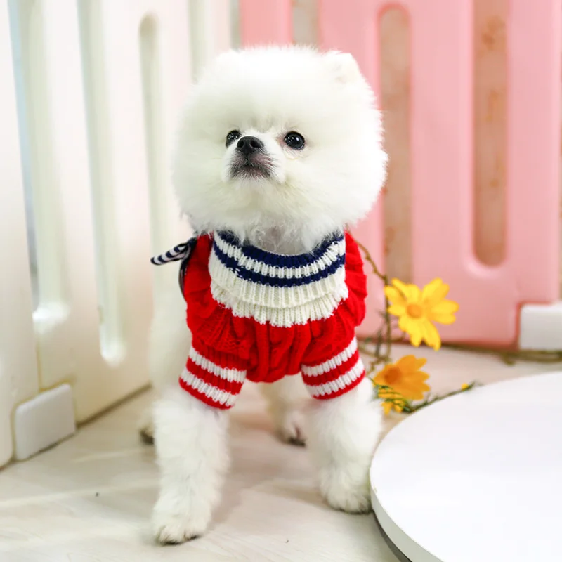 PETCIRCLE новая осенняя и зимняя одежда для маленьких больших собак полосатый свитер